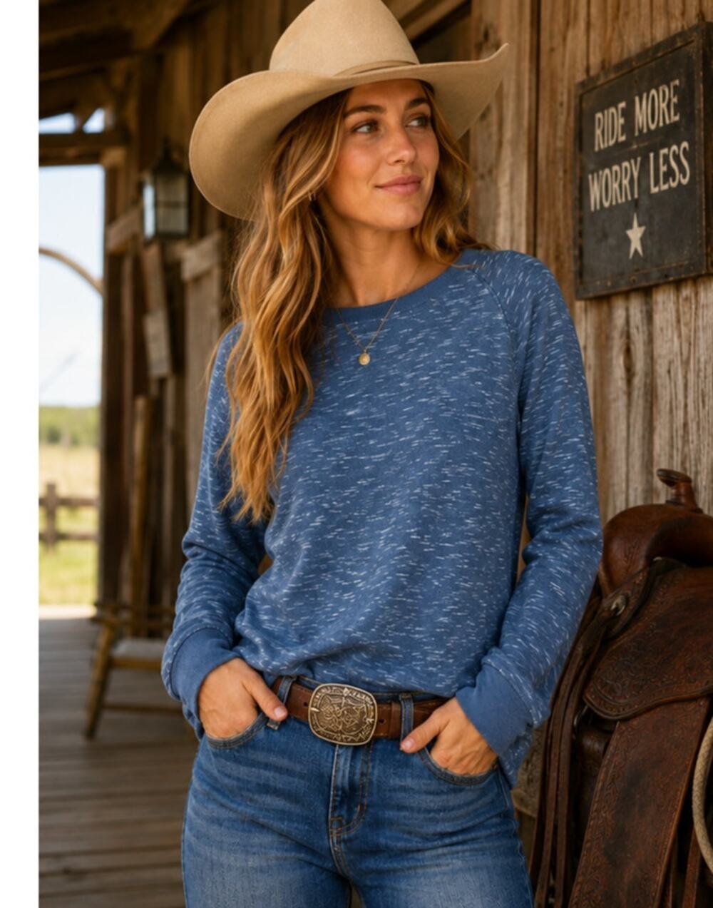 Threads 4 Thought Top Women's Size M Blue/White Fitted Waistband Casual Date
